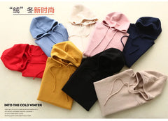 2025 Women’s Hooded Knit Sweater – Loose Casual Autumn/Winter Pullover