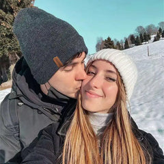 Unisex Fur-Lined Knitted Beanie Hat