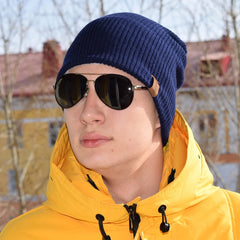 Unisex Fur-Lined Knitted Beanie Hat