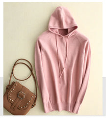 2025 Women’s Hooded Knit Sweater – Loose Casual Autumn/Winter Pullover