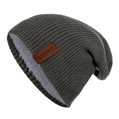Unisex Fur-Lined Knitted Beanie Hat