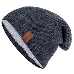 Unisex Fur-Lined Knitted Beanie Hat
