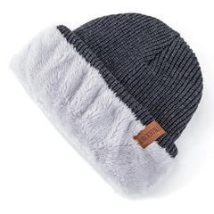 Unisex Fur-Lined Knitted Beanie Hat