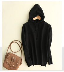 2025 Women’s Hooded Knit Sweater – Loose Casual Autumn/Winter Pullover