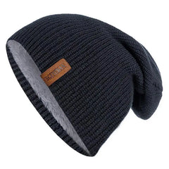 Unisex Fur-Lined Knitted Beanie Hat