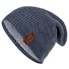 Unisex Fur-Lined Knitted Beanie Hat
