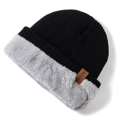 Unisex Fur-Lined Knitted Beanie Hat