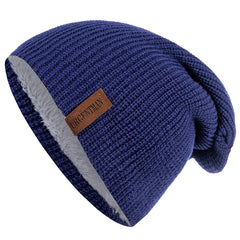 Unisex Fur-Lined Knitted Beanie Hat