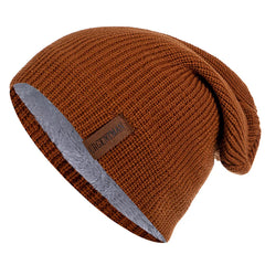 Unisex Fur-Lined Knitted Beanie Hat
