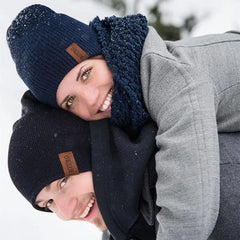 Unisex Fur-Lined Knitted Beanie Hat
