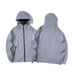 Men’s Reflective Windbreaker – Waterproof Hooded Hip Hop Jacket