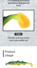 Spinpoler Shad Jointed Soft Swimbait – 25g/58g Sinking Lure for Perch & Pike Fishing