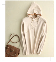 2025 Women’s Hooded Knit Sweater – Loose Casual Autumn/Winter Pullover