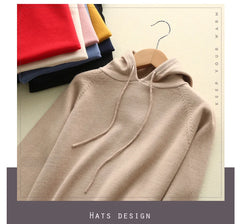 2025 Women’s Hooded Knit Sweater – Loose Casual Autumn/Winter Pullover