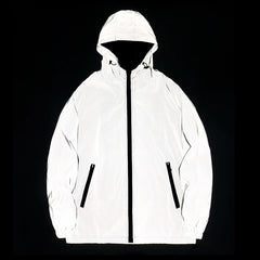 Men’s Reflective Windbreaker – Waterproof Hooded Hip Hop Jacket