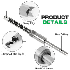 HSS Square Hole Drill Bit Set – Mortising Chisel & Twist Auger for Woodworking