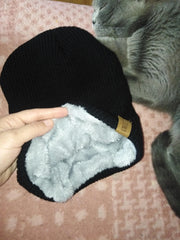 Unisex Fur-Lined Knitted Beanie Hat