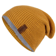 Unisex Fur-Lined Knitted Beanie Hat