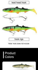 Spinpoler Shad Jointed Soft Swimbait – 25g/58g Sinking Lure for Perch & Pike Fishing