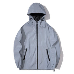 Men’s Reflective Windbreaker – Waterproof Hooded Hip Hop Jacket