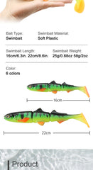 Spinpoler Shad Jointed Soft Swimbait – 25g/58g Sinking Lure for Perch & Pike Fishing
