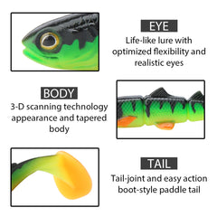 Spinpoler Shad Jointed Soft Swimbait – 25g/58g Sinking Lure for Perch & Pike Fishing