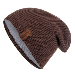 Unisex Fur-Lined Knitted Beanie Hat