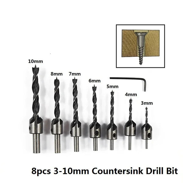 SIQICNC HSS Countersink Drill Bit Set 3–10mm – Chamfer & Pilot Hole Cutter