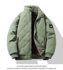 Men’s Stand Collar Windproof Cotton Jacket – Light Business Casual Autumn/Winter Coat