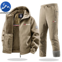 Maxbarley Men’s Winter Fleece Sportswear Set – Warm Retro Jacket & Pants Tracksuit