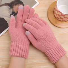 Winter Touchscreen Full-Finger Gloves – Warm Fleece Knit Gloves for Men & Women