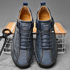 Handmade Men’s Leather Loafers – Breathable Slip-On Casual Moccasins (Plus Size)
