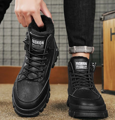 Men’s Winter Plush High-Top Snow Boots – Thick Warm Cotton Outdoor Shoes