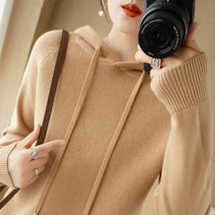 2025 Women’s Knit Hooded Sweater – Warm Autumn/Winter Casual Pullover