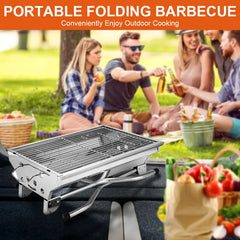 Portable Stainless Steel Foldable Charcoal BBQ Grill – Multi-Function Outdoor Camping & Picnic Barbecue
