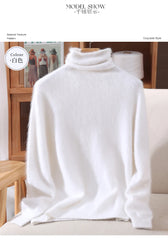 Women’s Mink Cashmere Pullover Sweater – High Collar