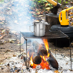 LIXADA 750ml Stainless Steel Camping Mug with Lid & Foldable Handle