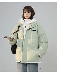 Korean Y2K Letter Patch Padded Jacket – Vintage Harajuku Loose Winter Coat
