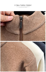 High-Quality Me Half-Zip Sweater – Designer Knit Pullover with Plush Warm Lining & Embroidered Horse Logo