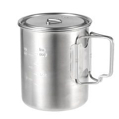 LIXADA 750ml Stainless Steel Camping Mug with Lid & Foldable Handle
