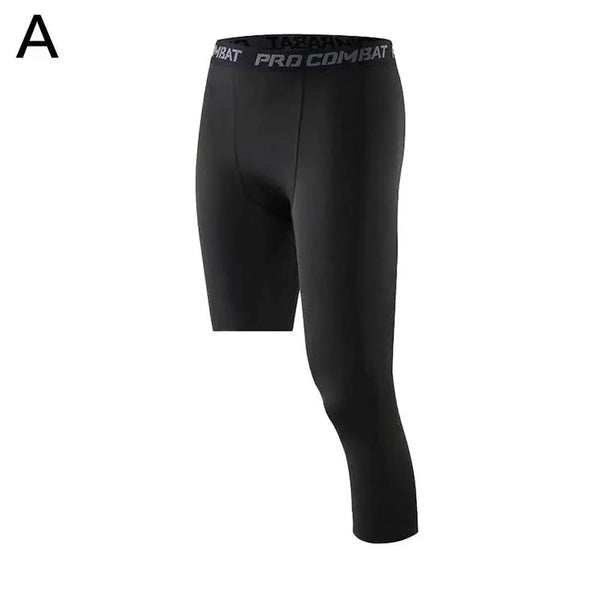 Men’s One-Leg Basketball Compression Tights – Athletic Base Layer Pants
