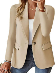2025 Women’s Oversized Button Suit Coat – Long Sleeve Lapel Office Jacket