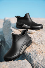 Unisex Short Tube Waterproof Rain Boots – Non-Slip Slip-On Outdoor Rubber Shoes