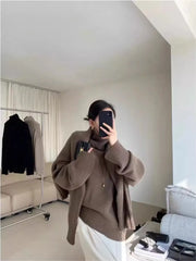 100% Pure Cashmere High-Neck Sweater – Women’s Loose Fit