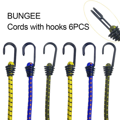 6pcs Elastic Bungee Cord Set – High-Elasticity Tie Down Straps for Camping, Bikes & Cars