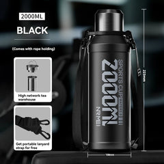 2L Stainless Steel Insulated Thermos Bottle – Hot & Cold Drink Vacuum Flask