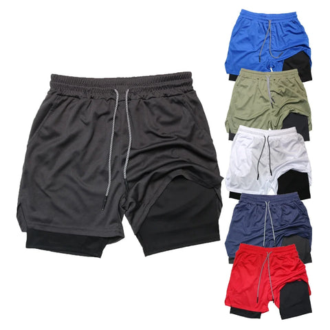 Men’s 2-in-1 Double-Layer Fitness Shorts