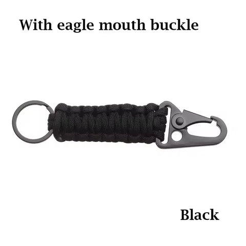 Outdoor Paracord Keychain Carabiner – Survival Kit with Bottle Opener & Rope Tools