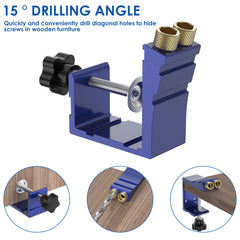 47Pcs Pocket Hole Jig Drill Guide Kit