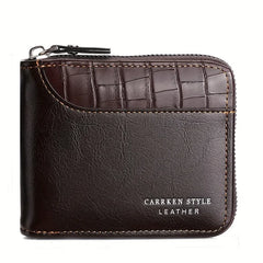 Luxury Men’s Leather RFID Wallet with Zipper & Coin Pocket